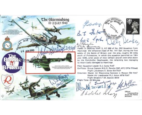 WW2 Multiple signed Battle of Britain aces signed 50th Ann cover. RAFA2 Battle of Britain Skirmishing Signed 9 Battle of Brit