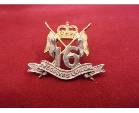 16th/5th Queen's Royal Lancers EIIR Officers Cap Badge (Bi-metal), two lugs. K&amp;K: 1910