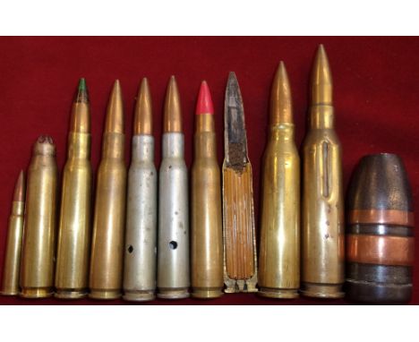 British and Foreign Ammunition, British 50.cl Ball rounds, one blank and one practise (t), Russian PTRD 1979 dated round and 