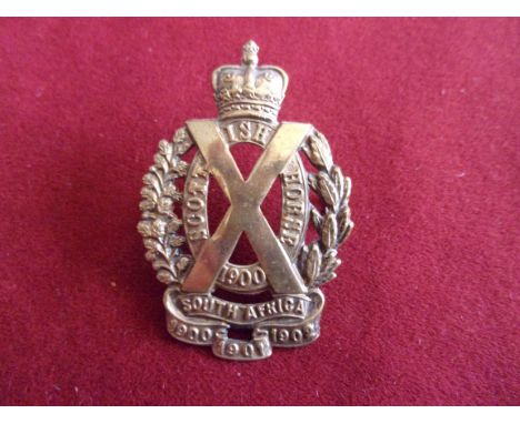Scottish Horse Imperial Yeomanry Cap Badge (Brass), two lugs, design approved 1906. K&amp;K: 1387