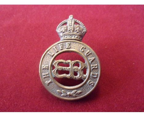 The Life Guards 1930s Service Dress Cap Badge, third type with King Edward VIII Cyher. (Brass, voided centre). Though clearly