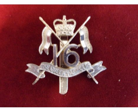 16th/5th Queen's Royal Lancers EIIR Officers Cap Badge (Anodised), two lugs. K&amp;K: 1911
