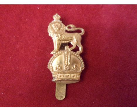 The Royal First Devonshire Yeomanry Other Ranks Cap Badge (Brass), slider. K&amp;K: 1453