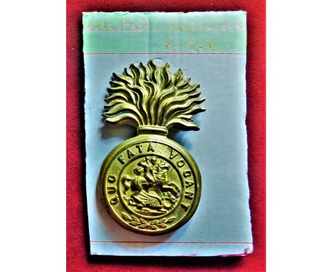 The Northumberland Fusiliers Regiment Other Ranks Head Dress Glengarry cap badge, (Brass) two lugs, second type, K&amp;K: 962