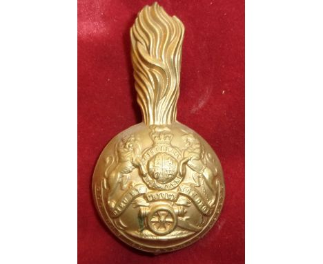 Royal Artillery Victorian Fur Busby Officers Plume badge (Brass) slider, this badge was taken into wear in 1856 until the Bus