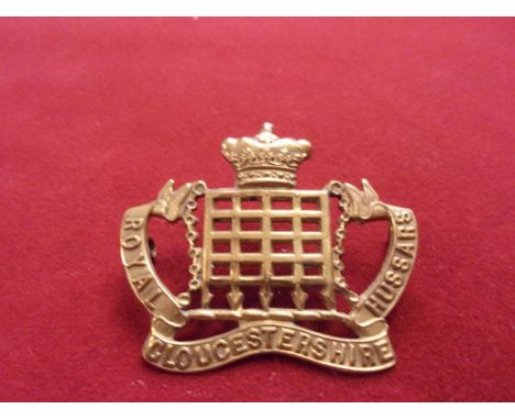 Royal Gloucestershire (Yeomanry) Hussars WWI Cap Badge (Gilding-metal), two lugs. K&amp;K: 1447
