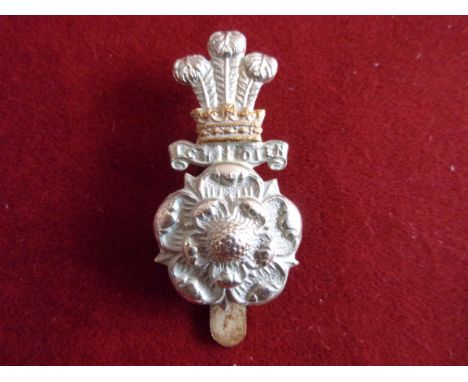 The Alexandra, Princess of Wales's Own Yorkshire Yeomanry (Hussars) WWI Cap Badge (White-metal), slider and made J.R. Gaunt. 