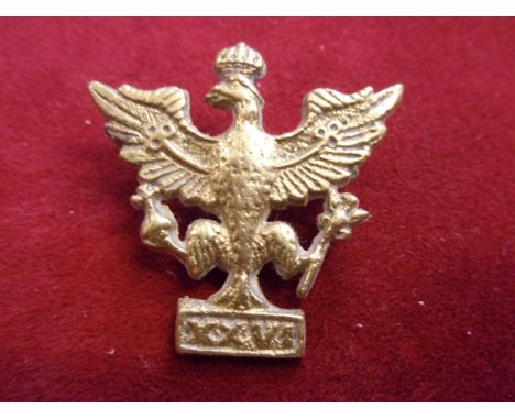 26th Hussars WWII Officers Cap Badge (Brass-cast) rare first pattern, lug two lugs. 