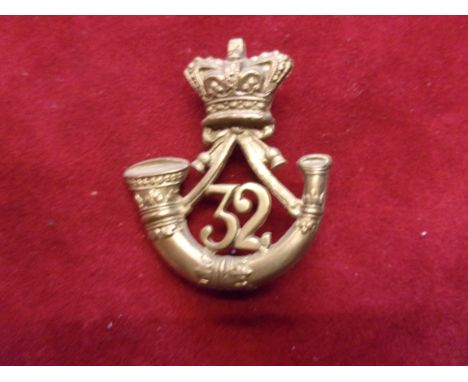 32nd (Cornwall Light Infantry) Regiment of Foot Glengarry and pre-Territorial era 1874-1881 Badge, K&amp;K: 476. (Brass) Two 
