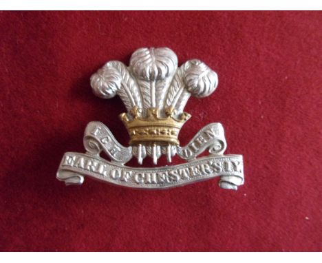 Cheshire Imperial Yeomanry (Earl of Chester's) Cap Badge (Bi-metal), two lugs, sealed 11th September 1902. Second type, K&amp