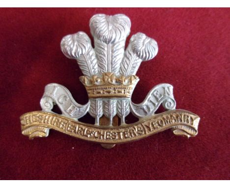 Cheshire Yeomanry (Earl of Chester's) Other Ranks Cap Badge (Bi-metal), slider and made J.R. Gaunt. K&amp;K: 2301.