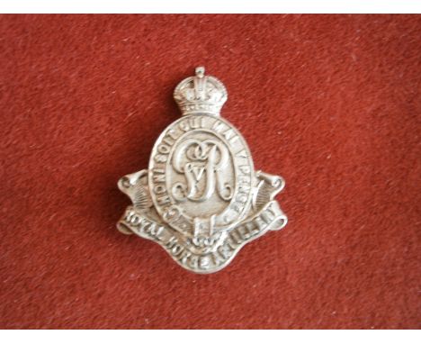 Royal Horse Artillery Cap Badge (White-metal), first type with Slider broken. Worn in puggaree aboard, issued for Silver Jubi