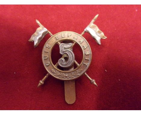 5 Royal Irish Lancers WWI Cap Badge (Bi-metal), slider. K&amp;K: 757.