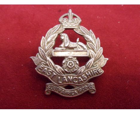East Lancashire Regiment 4th and 5th Battalions WWI Territorial Cap Badge (White-metal), two lugs, first type. K&amp;K: 1721