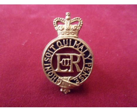 The Blues and Royal (The Household Cavalry) EIIR Officers Forage Cap Badge, Sixth type (Gilt and enamel, sealed 1953). Two Lu