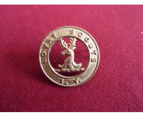 Lovat Scouts (Imperial Yeomanry) Victorian Cap Badge (Brass), voided centre. K&amp;K: 1380