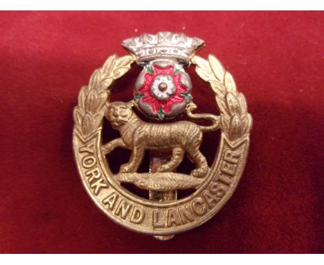 The York and Lancaster Regiment Officers Cap Badge (Gilt and Enamel), the late type sealed in 1963 this is a scarce EIIR Offi