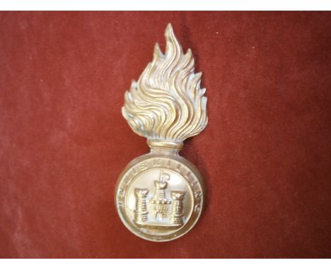 The Royal Inniskilling Fusiliers Regiment Other Ranks Head Dress Badge for the Busby cap, (Brass) two extended lugs, K&amp;K: