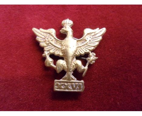 26th Hussars WWII Other Ranks Cap Badge (Brass-cast) rare first pattern, tab fitting. 