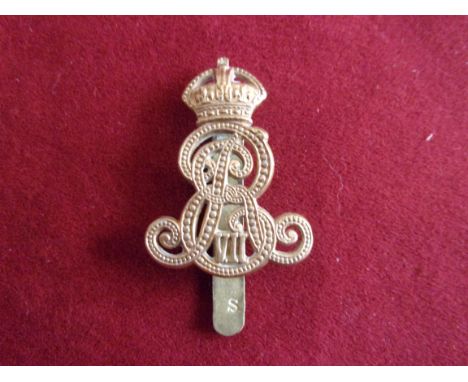 The Royal North Devonshire Yeomanry (Hussars) Cap Badge (Brass), Slider and makers marked 'S'. Smaller Other Ranks Variant. K