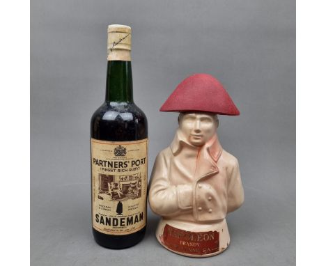 2 Bottles to include Sandeman Partners Port and Teichenne Napoleon Brandy Decanter 75cl   (Please note damaged seal on Sandem