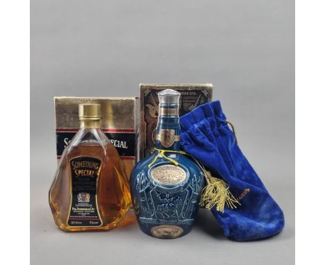 2 Bottles Blended Whisky to include:   Chivas Royal Salute 21 Year Old Sapphire Flagon and Something Special 1970's - 26 2/3 