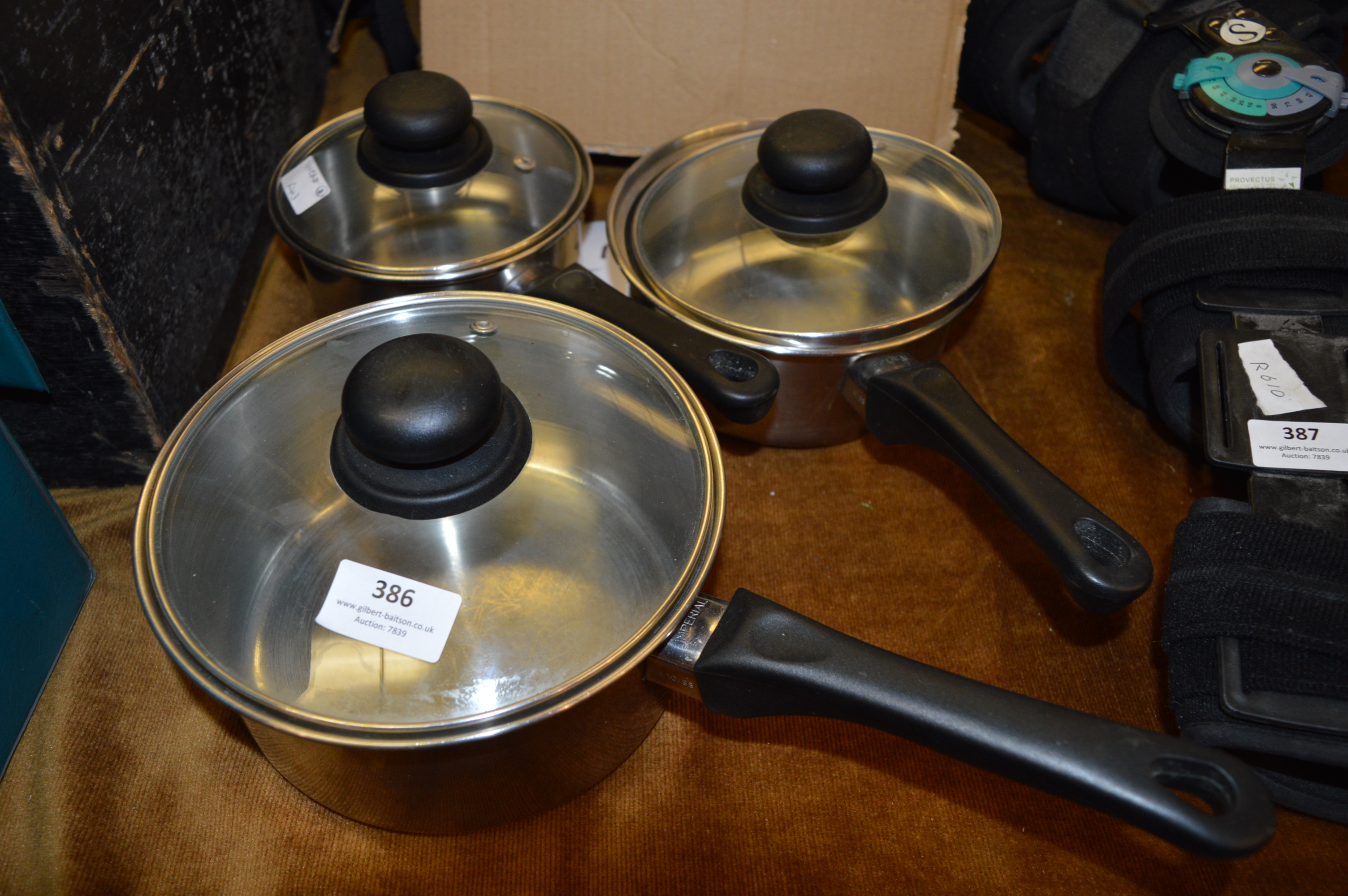 Viners Set of Three Stainless Steel Pans