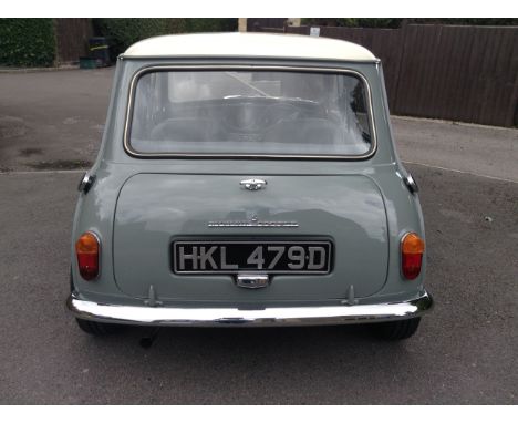 1965 Morris Cooper Registration number HKL 479DTweed grey with a Old English white roofMatching interiorBought by the owner's