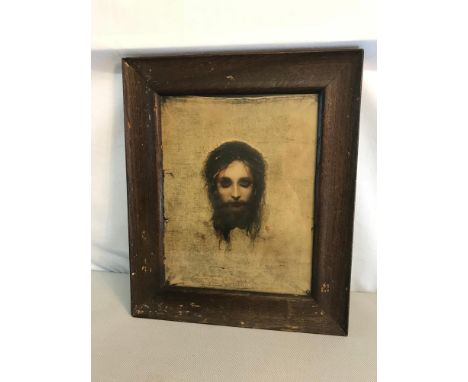 Reinthal Newman Gabriel Max Jesus Christus vintage old print, fitted within an oak frame 