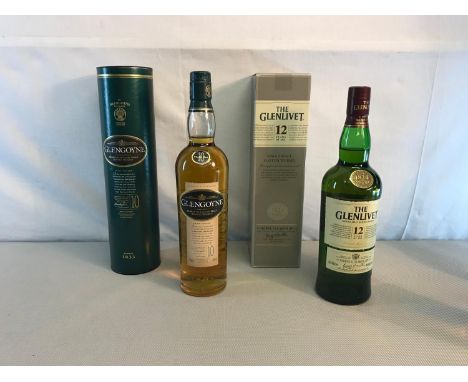 Glengoyne 10 year single highland malt scotch whisky, full & sealed, 70cl, together with The Glenlivet  12 year single malt s