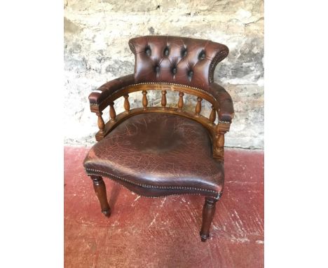 Antique chesterfield button back captains chair 