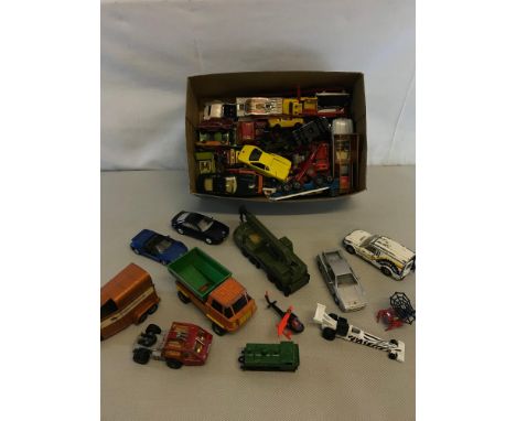Box of Playworn dinky, corgi and matchbox models 