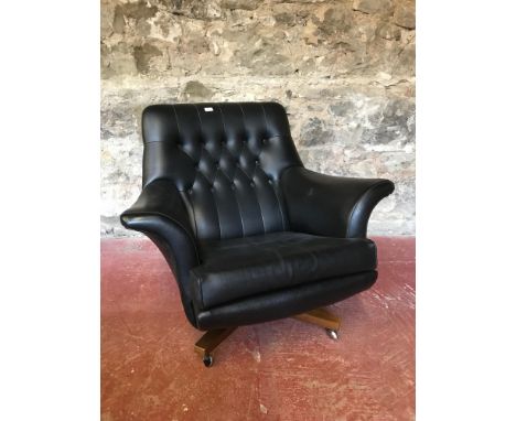 1960's 70's faux leather, Button back swivel chair 