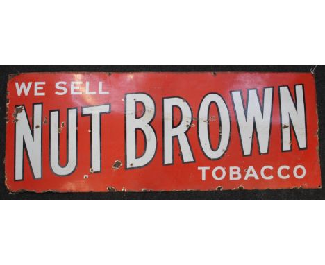 A large Nut Brown Tobacco shopkeeper's enamel sign, 121 x 46cm