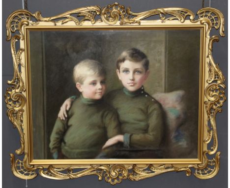 C Crane (19th/20th century) Half length portrait of two young fair haired brothers. Pastel, indistinctly signed and dated 191