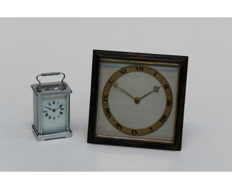 Fortnum and Mason, London. A mid 20th century mantle clock, the shallow black lacquer Chinoiserie frame case enclosing an eig