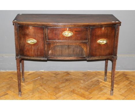 An early 19th century mahogany bow front sideboard of small proportion 114cm wide