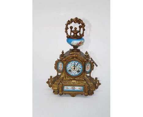 A late 19th century French gilt metal mounted mantel clock, in Louis XVI taste, having a two train movement, height 37cm