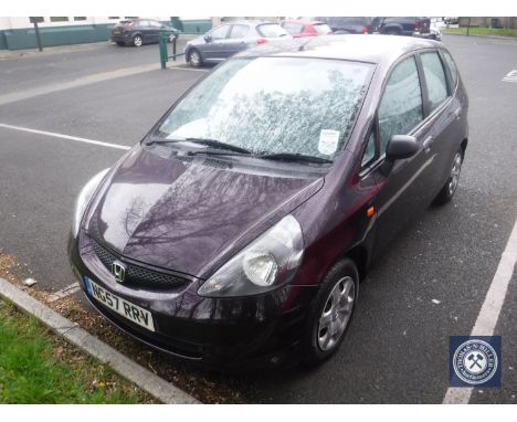 A Honda Jazz S five-door hatchback, registration NG57 RRV, first registered 30.11.2007, 1246CC, mileage 30,000, petrol, manua