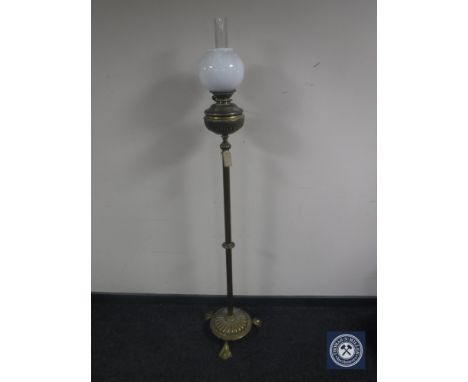 A Victorian brass standard oil lamp 