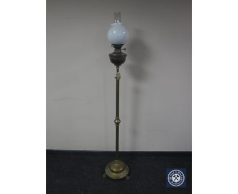 A Victorian brass standard oil lamp 