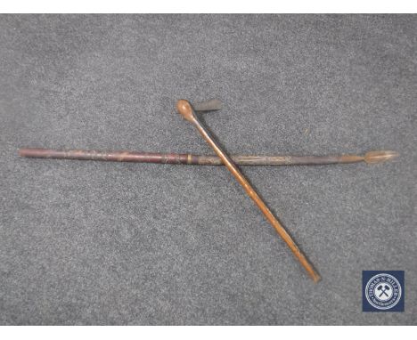 A tribal spear and axe