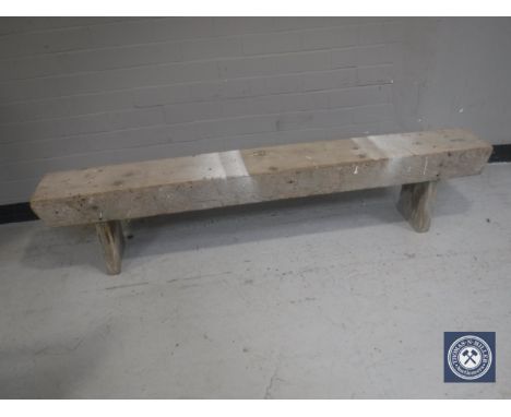 A rustic wooden bench