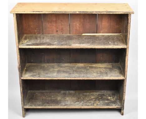 A Vintage Three Shelf Open Bookcase in Need of Restoration, 90cm wide 