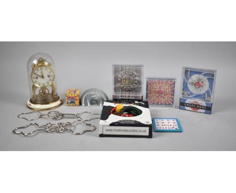 A Collection of Vintage Puzzles and Games, 1950's Pillar Clock etc 