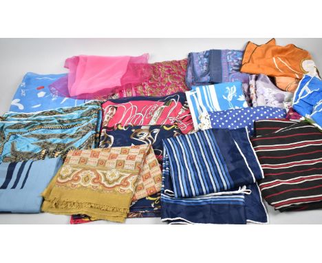 A Collection of Seventeen Vintage Scarves 