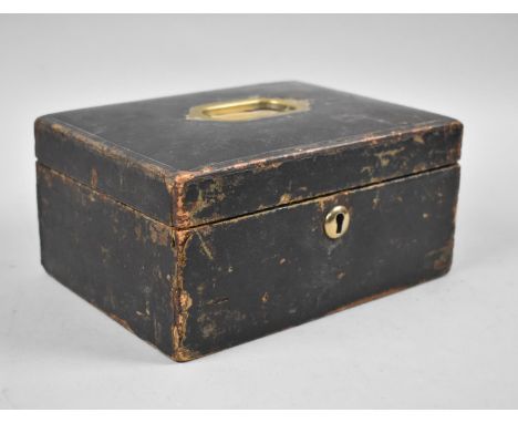 A Vintage Brass Mounted Work Box with Hinged Lid, 23cm Wide 