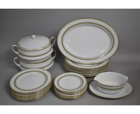 A Noritake Katrina Pattern Part Dinner Service to comprise Lidded Tureens, Small Plates, Large Plates, Oval Platter Etc 