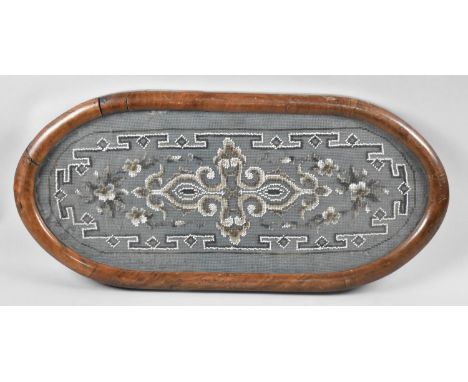A Victorian Beadwork Panel in Oval Glazed Mahogany Frame, 57cms by 26cms 