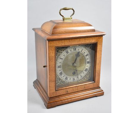 A Modern Walnut Cased Mantel Clock with Silvered Chapter Ring and Brass Spandrels, Movement Runs for  a Short While and Then 